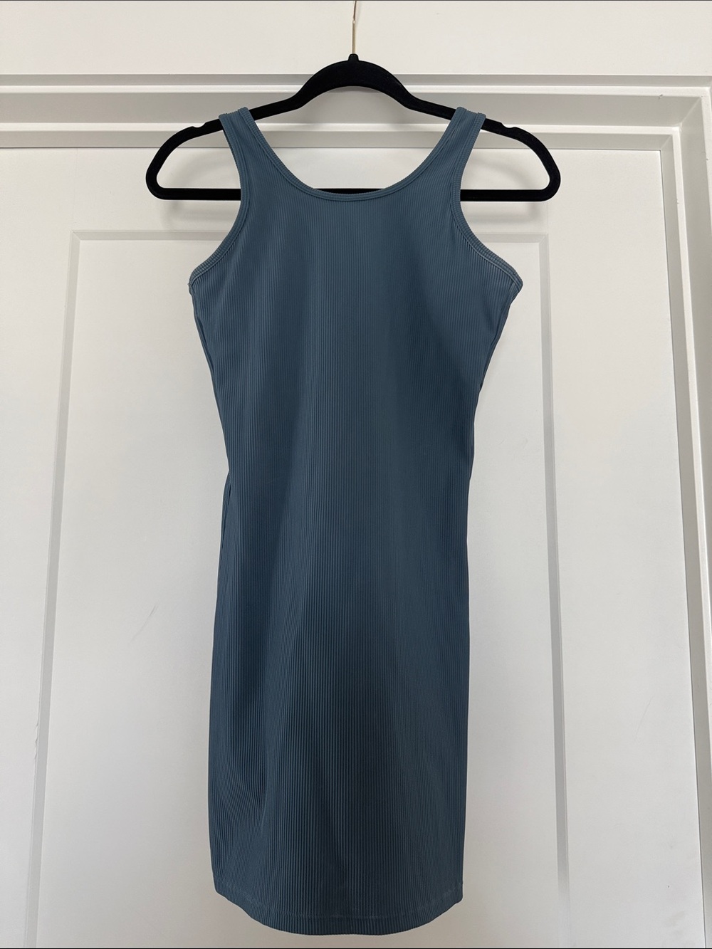 HALARA Ribbed Tank Mini Dress in Dusty Blue